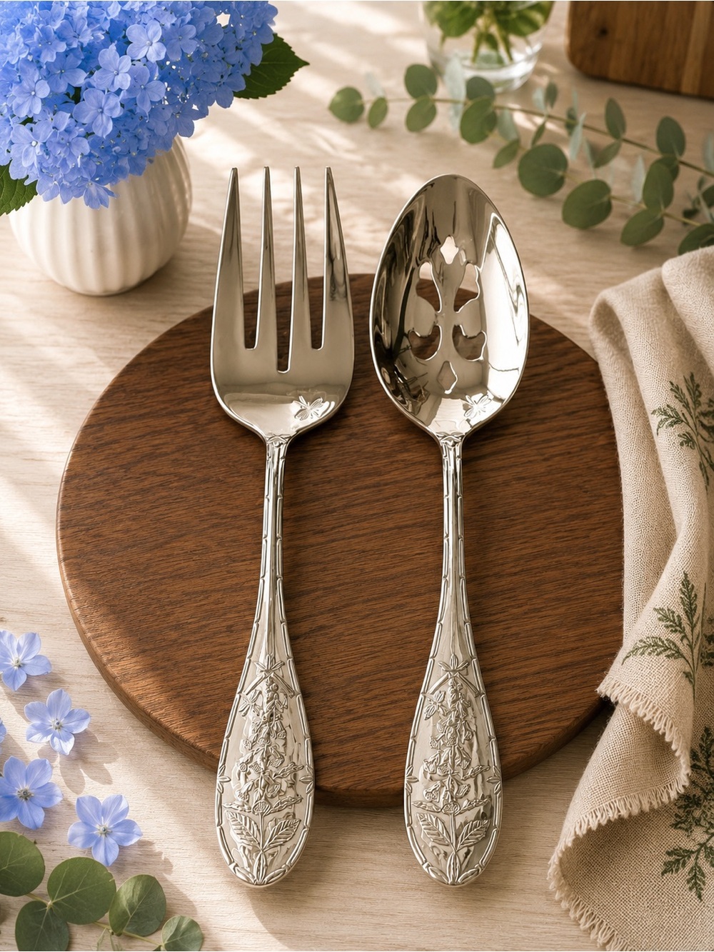 Portmeirion Botanic Garden 18/10 Salad Serving Fork & Slotted Spoon Set